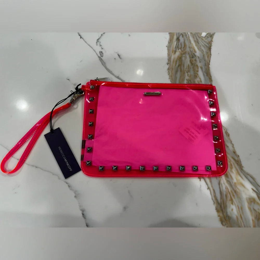 Rebecca Minkoff Clear Pink Studded Clutch - Picture 1 of 10
